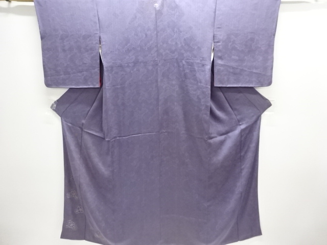 Antique mon brocade, one-piece embroidered kimono with twisted flower pattern